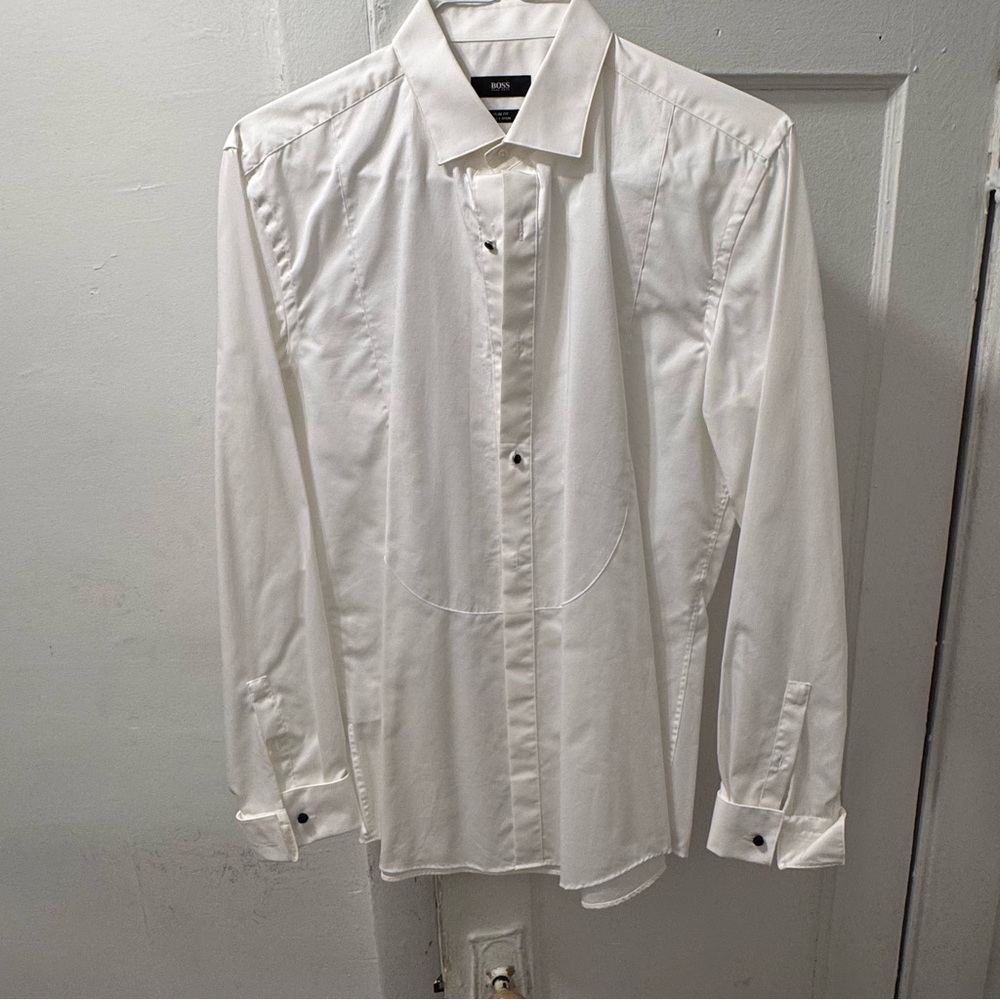 Boss White Dress Shirt Slim Fit Formal